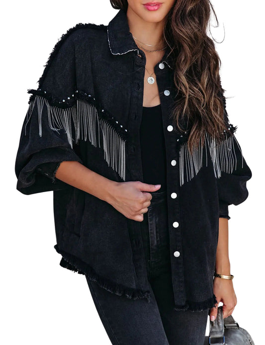 Frayed Tassel Denim Jacket
