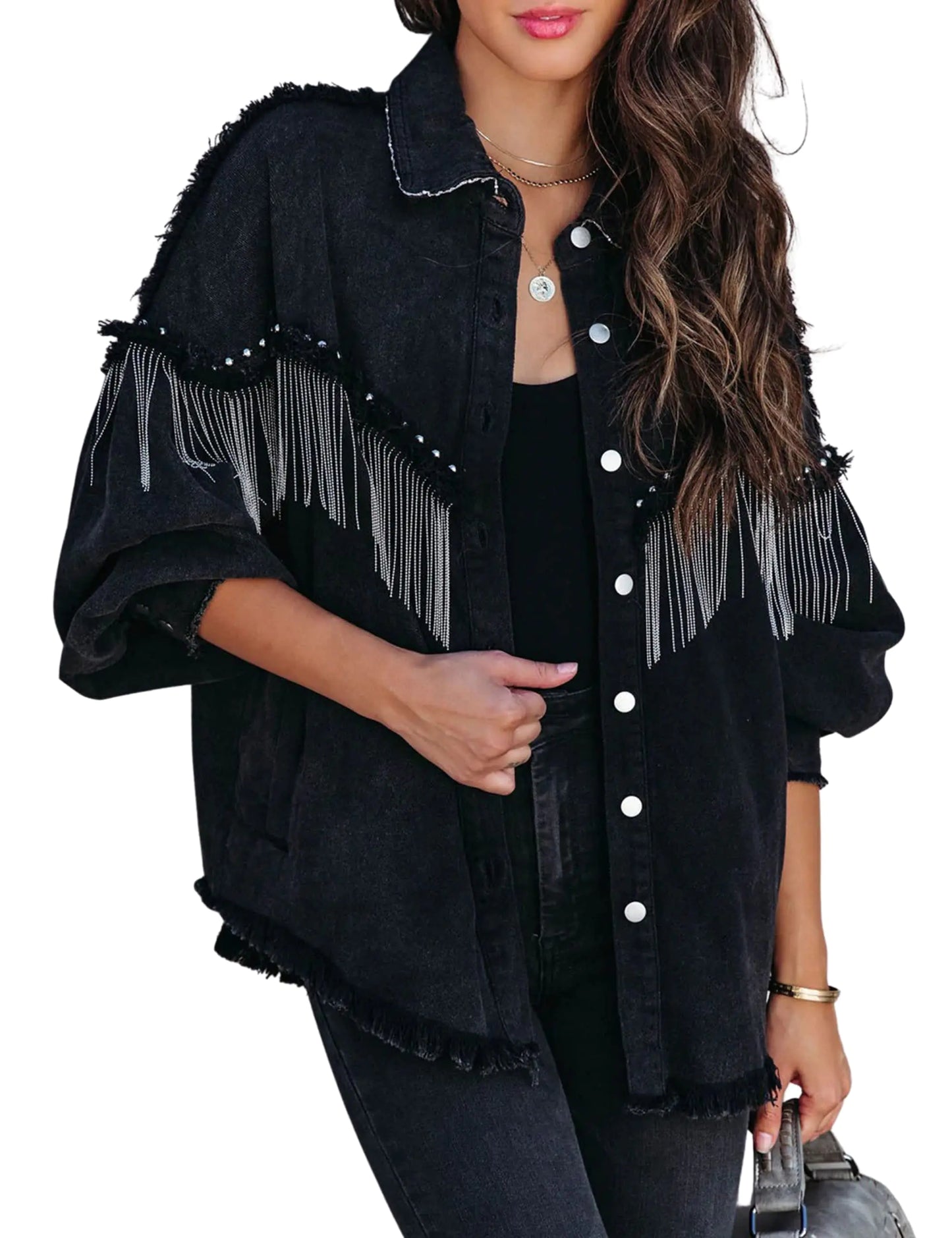 Frayed Tassel Denim Jacket